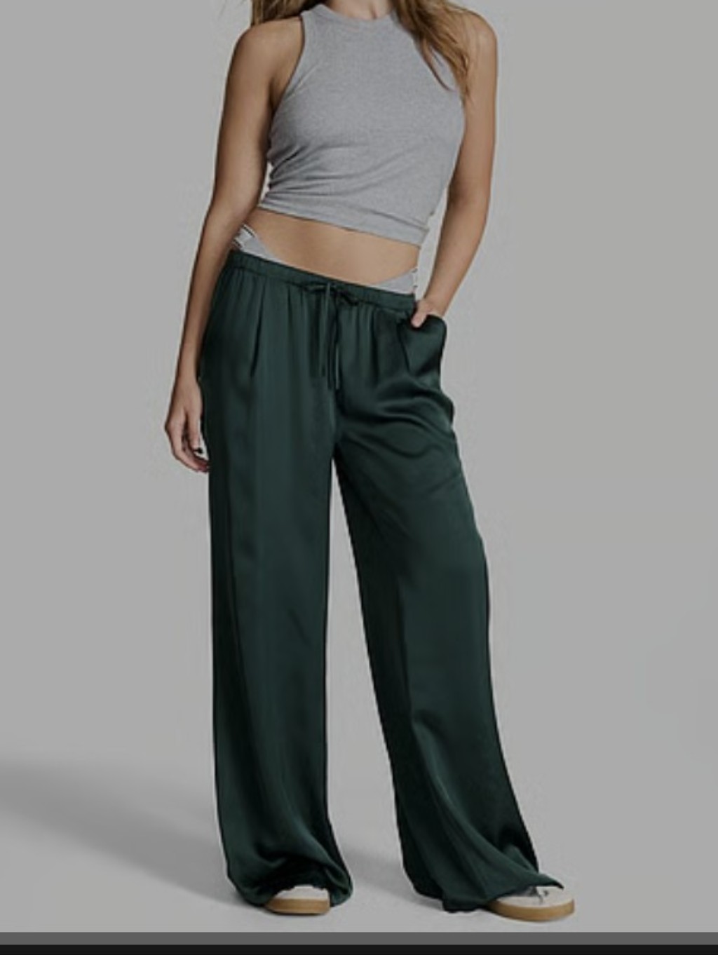 Pink Victoria's Secret Dark Green Satin Lounge Pj Pants